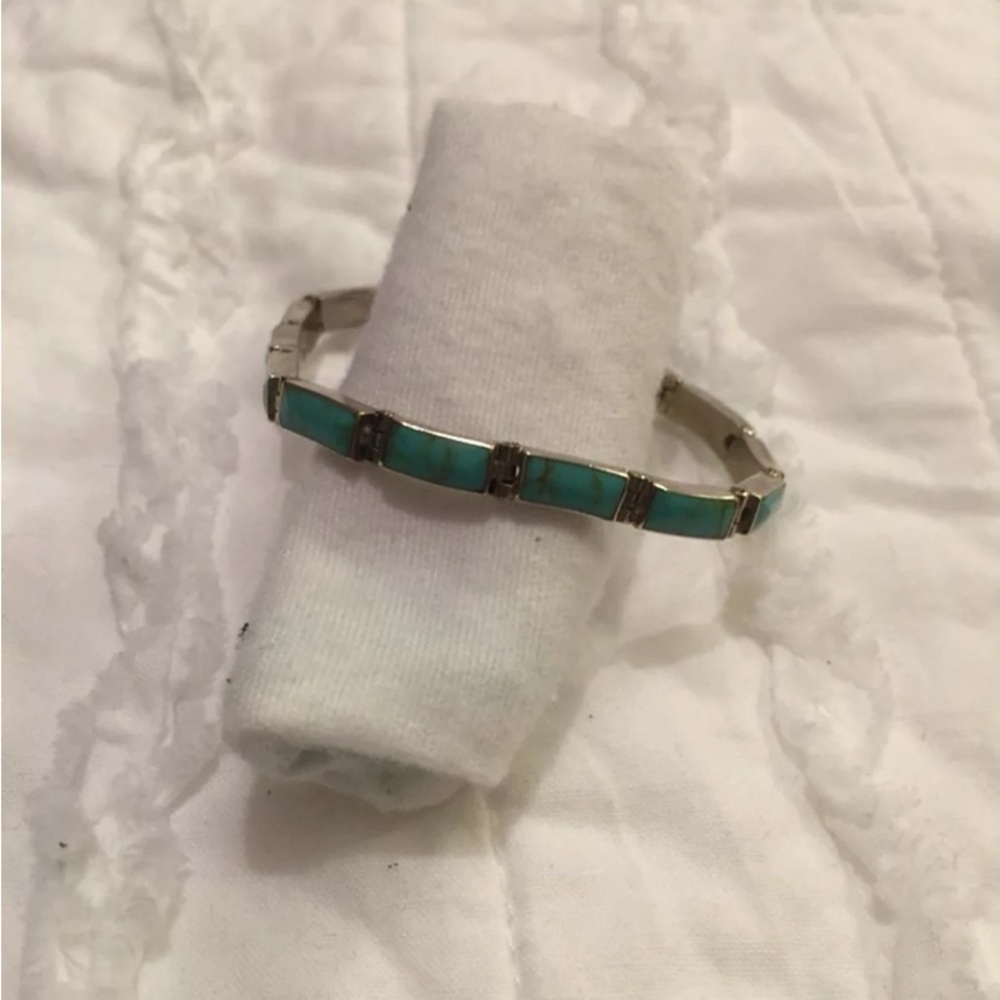 Turquoise silver Mexican bracelet
